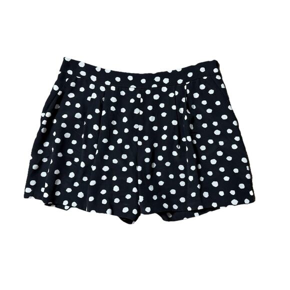 Rebecca Taylor Silk Polka Dot Shorts Size 4 Black White Pleated Flowy Pockets - Picture 3 of 8